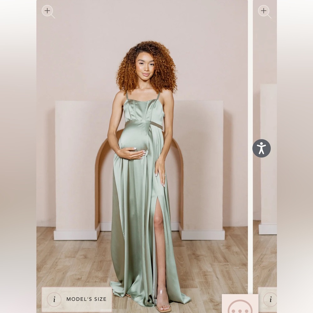 Revelry Maternity Nova Satin Dress - Silver Sage